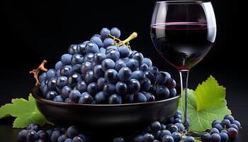 ai generato fresco uva vino, maturo frutta, natura vicino su, bevanda il liquido generato di ai foto