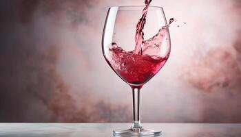 ai generato scrosciante rosso vino in un' bicchiere di vino, la creazione di un' lussuoso celebrazione generato di ai foto