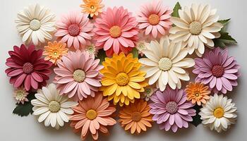 ai generato astratto floreale design con Multi colorato petali e carino cartone animato forme generato di ai foto