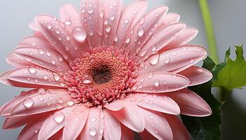 ai generato vivace rosa gerbera margherita, bagnato con rugiada, fiori nel natura generato di ai foto