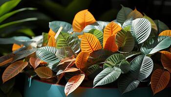 ai generato vivace autunno fogliame decora il foresta nel un' colorato modello generato di ai foto
