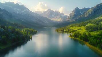 ai generato bellissimo naturale montagna fuco Visualizza paesaggio foto