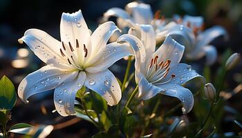 ai generato freschezza di estate un' singolo fiore nel un' formale giardino generato di ai foto