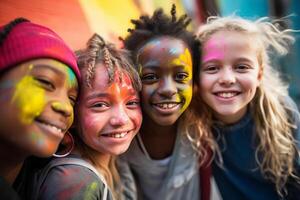 ai generato un' gruppo di diverso nazionalità giovane ragazze diversità concetto foto