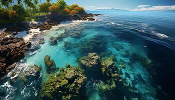 ai generato subacqueo bellezza tranquillo paesaggio marino, colorato pesce, e corallo scogliera generato di ai foto