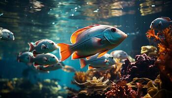 ai generato subacqueo natura colorato pesce nuoto nel un' tropicale scogliera generato di ai foto
