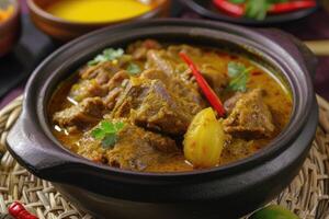 ai generato scoprire il ricchezza, aromatico capra curry diletto gulai kambing. generativo ai foto