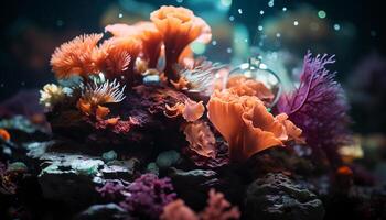 ai generato subacqueo natura scogliera animale pesce autorespiratore immersione corallo acqua generato di ai foto
