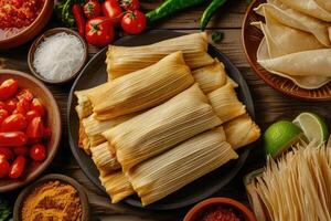 ai generato tradizionale tesori, autentici tamales dritto a partire dal il cuore con ingredienti, superiore Visualizza. generativo ai foto