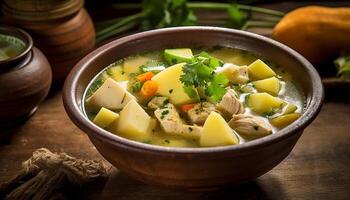 ai generato fresco verdura la minestra, un' salutare fatti in casa buongustaio pasto generato di ai foto