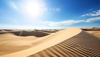 ai generato arido Africa, maestoso sabbia dune ondulazione nel estremo calore generato di ai foto