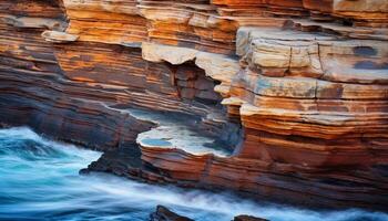 ai generato maestoso roccia formazione su costa, acqua naturale bellezza generato di ai foto