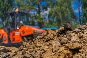 idraulico macchinari. enorme bulldozer. pesante macchina industria. meccanico ingegneria. foto