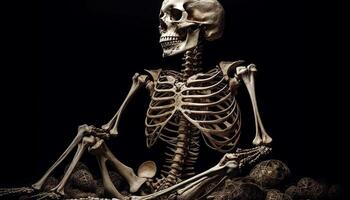 ai generato spaventoso Halloween anatomia di Morte, scienza rivela umano scheletro generato di ai foto