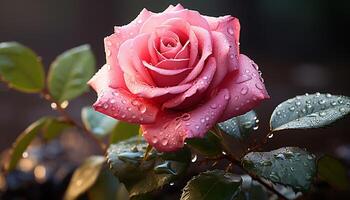 ai generato freschezza e bellezza nel natura un' singolo fiore vivace rosa fiorire generato di ai foto