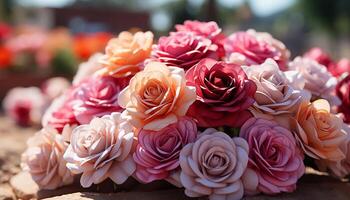 ai generato un' bellissimo mazzo di fresco fiori porta romanza e amore generato di ai foto