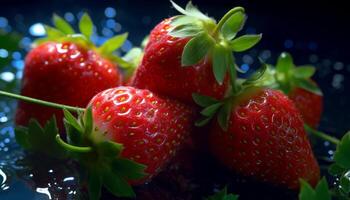 ai generato freschezza e dolcezza nel un' succoso fragola fetta generato di ai foto