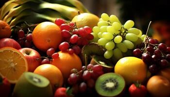 ai generato freschezza di natura vibrante, succoso, Multi colorato frutta collezione generato di ai foto