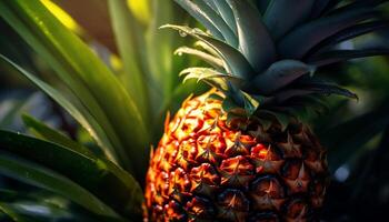 ai generato freschezza e dolcezza nel un' tropicale ananas frutta generato di ai foto