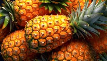 ai generato freschezza e dolcezza di maturo ananas su verde foglia generato di ai foto