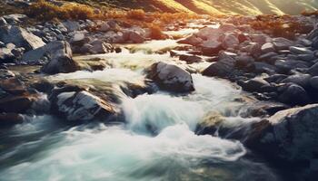 ai generato tranquillo scena di fluente acqua nel natura generato di ai foto