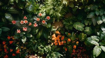 ai generato lussureggiante giardino fioriture sotto morbido naturale leggero nel travolgente alto Visualizza foto