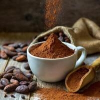 ai generato cacao o cioccolato avvicinamento foto