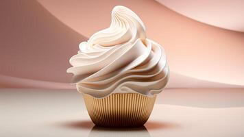 ai generato Cupcake con frustato crema. dolce indulgenza, Perfetto trattare, forno delizia. foto