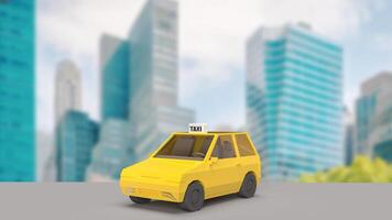 il giallo Taxi per mezzi di trasporto o servizio concetto 3d resa. foto