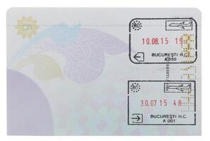 francobolli su tailandese passaporto pagina isolato foto