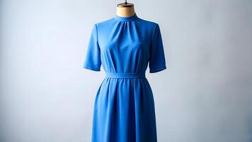 ai generato classico blu midi vestito con accoppiamento cintura foto