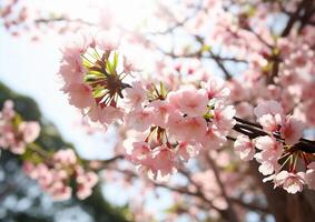 ai generato primavera natura fiore vicino su, ramo pianta, petalo fiorire stagione generato di ai foto