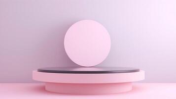 ai generato Schermo podio design per finto su e Prodotto presentazione rosa colore scena foto