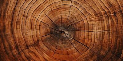 ai generato fotorealistico Immagine di un' albero tagliare. albero anelli. legna struttura foto