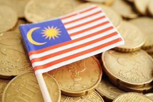 Malaysia bandiera su moneta e banconota i soldi, finanza commercio investimento attività commerciale moneta concetto. foto