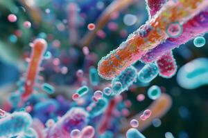 ai generato diverso colorato astratto microbiome foto