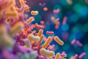 ai generato diverso colorato astratto microbiome foto