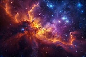 ai generato astratto stellare sfondo, spazio con stelle e colorato nebulose foto