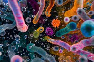 ai generato diverso colorato astratto microbiome foto