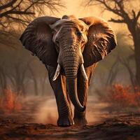 ai generato africano selvaggio elefante foto