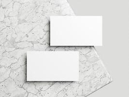 vuoto bianca attività commerciale carta modello su marmo sfondo 3d rendere illustrazione per finto su e design presentazione. foto