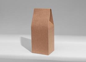 kraft verticale Prodotto pacchetto, in posizione verticale scatola. scatola di cartone Imballaggio modello foto