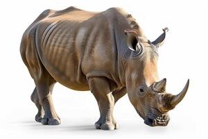 ai generato maestoso rinoceronte isolato per educativo uso foto