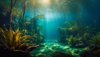 ai generato magnifico subacqueo mondo, marino vita, sott'acqua, oceano paesaggio foto