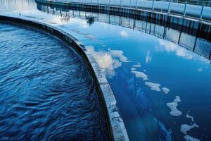 ai generato acqua trattamento pianta, trattamento strutture. raccolta differenziata. rifiuto in lavorazione acqua trattamento pianta foto