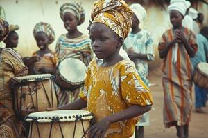 ai generato africano villaggio eid celebrazione foto