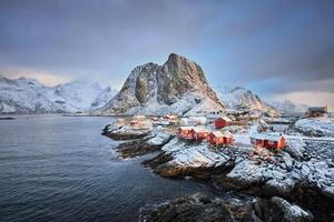 Hamnoy pesca villaggio su lofoten isole, Norvegia foto