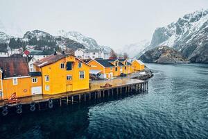 Nusfjord pesca villaggio nel Norvegia foto