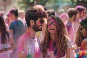 ai generato gioioso holi celebrazione foto