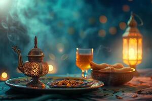 ai generato il musulmano festa di il santo mese di Ramadan kareem foto